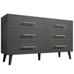 Commode double en bois à 6 tiroirs — Commode de chambre à coucher, de salon et d'entrée avec support TV