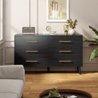 Commode double en bois à 6 tiroirs — Commode de chambre à coucher, de salon et d'entrée avec support TV