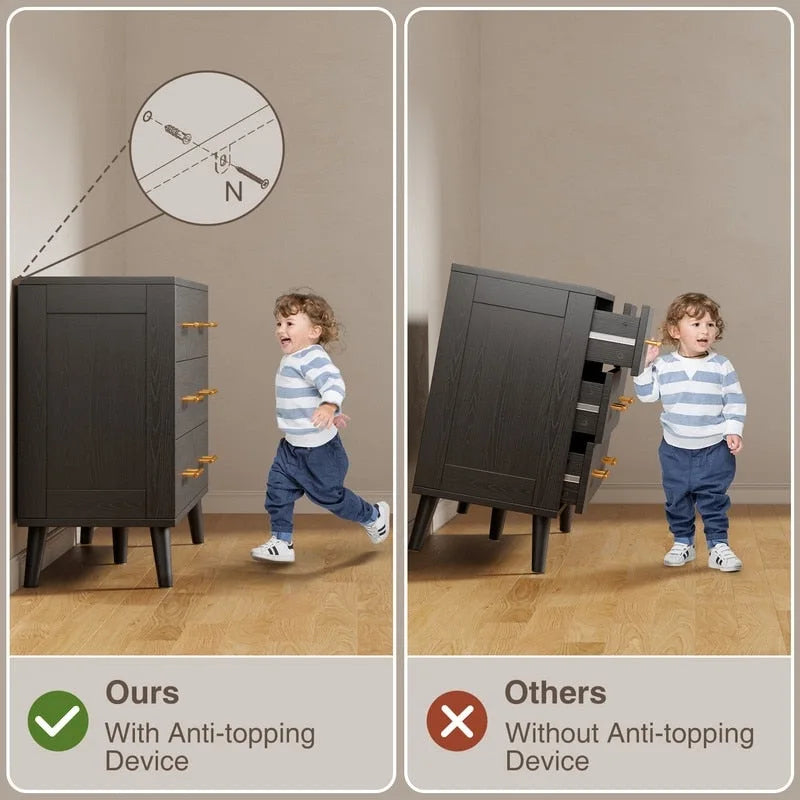 Commode double en bois à 6 tiroirs — Commode de chambre à coucher, de salon et d'entrée avec support TV