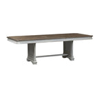 Table de salle à manger à tréteaux brun vieilli et blanc antique — Style ferme