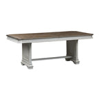 Table de salle à manger à tréteaux brun vieilli et blanc antique — Style ferme