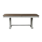 Table de salle à manger à tréteaux brun vieilli et blanc antique — Style ferme