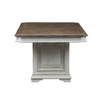 Table de salle à manger à tréteaux brun vieilli et blanc antique — Style ferme