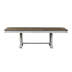 Table de salle à manger à tréteaux brun vieilli et blanc antique — Style ferme
