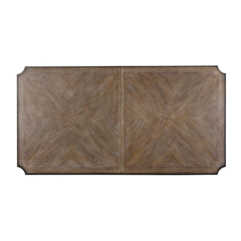 Table de salle à manger à tréteaux brun vieilli et blanc antique — Style ferme