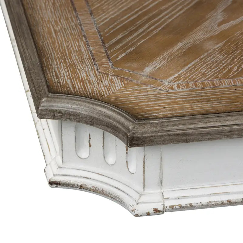 Table de salle à manger à tréteaux brun vieilli et blanc antique — Style ferme