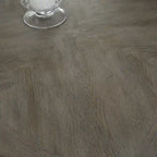Table de salle à manger à tréteaux brun vieilli et blanc antique — Style ferme