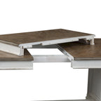 Table de salle à manger à tréteaux brun vieilli et blanc antique — Style ferme