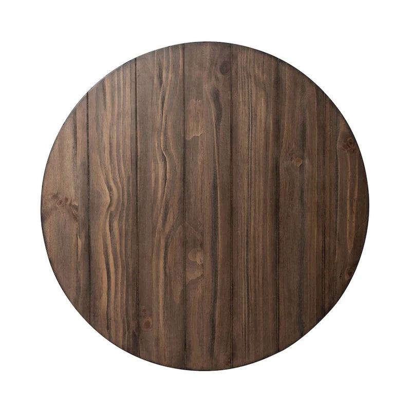 Table basse ronde bicolore, blanc antique et tabac — Table basse de salon