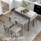 Table de salle à manger hauteur comptoir 39 po gris style campagnard avec surface coulissante et tiroir