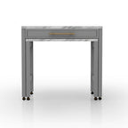 Table de salle à manger hauteur comptoir 39 po gris style campagnard avec surface coulissante et tiroir