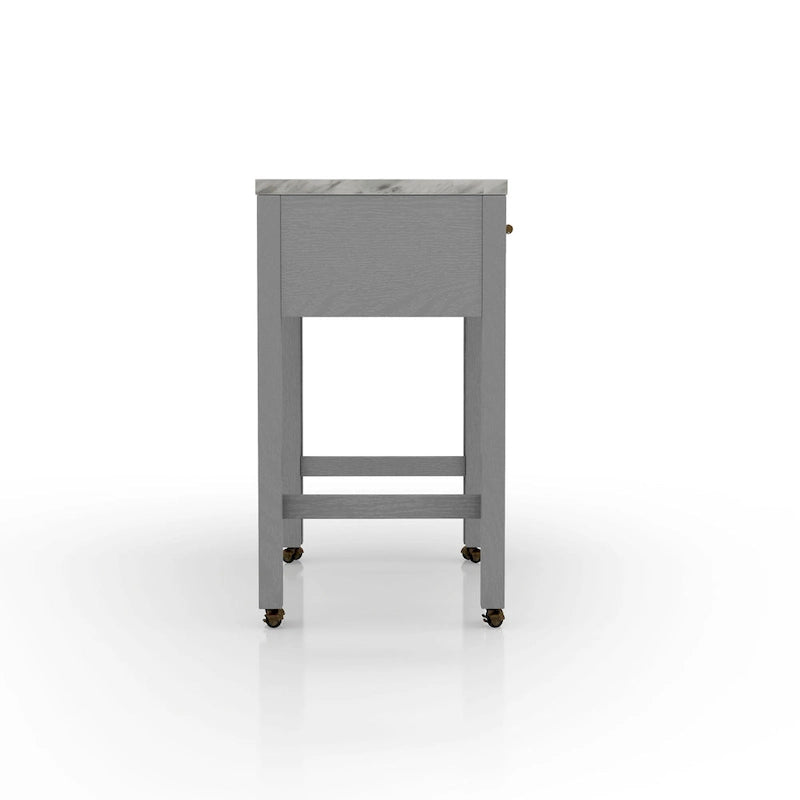 Table de salle à manger hauteur comptoir 39 po gris style campagnard avec surface coulissante et tiroir