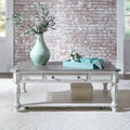 Table basse rectangulaire blanc antique — Table basse de salon