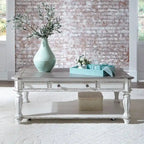 Table basse rectangulaire blanc antique — Table basse de salon