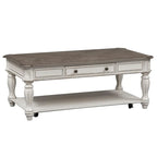 Table basse rectangulaire blanc antique — Table basse de salon