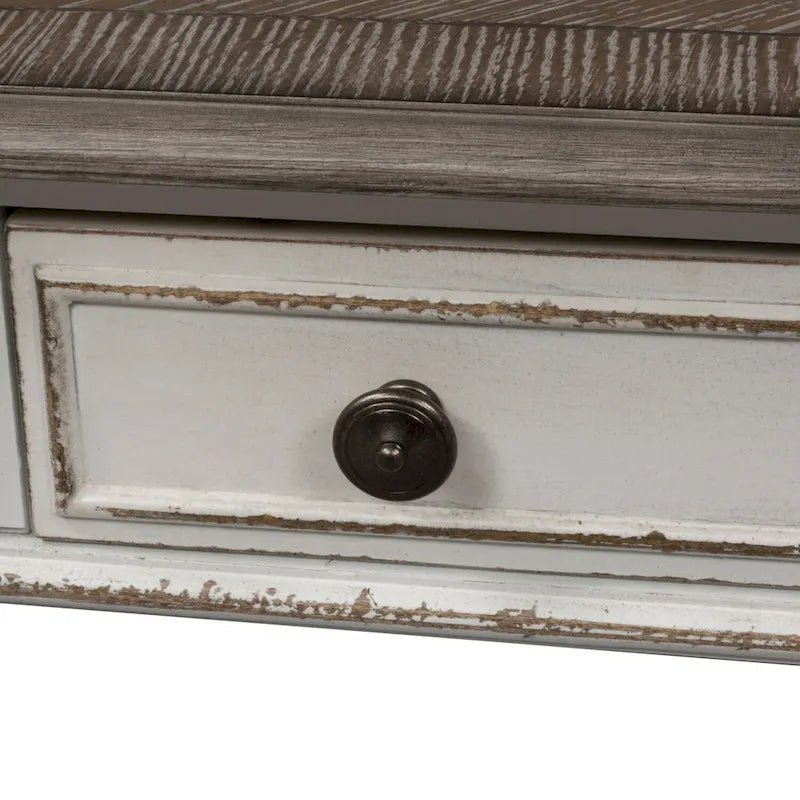 Table basse rectangulaire blanc antique — Table basse de salon