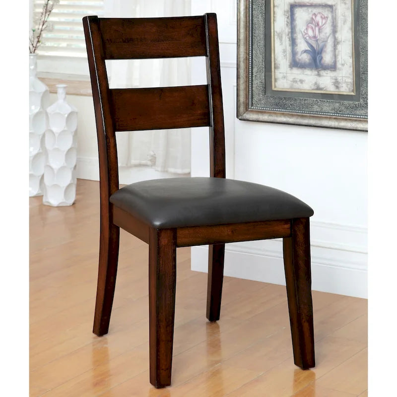 Table de salle à manger transitionnelle en bois d'acacia couleur cerisier foncé avec 8 chaises à dossier ajouré
