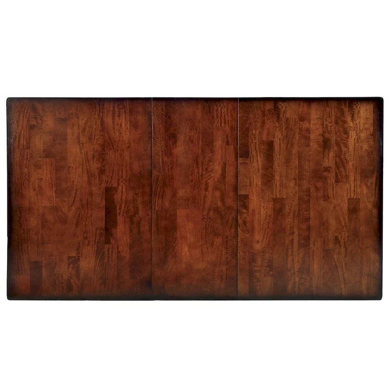 Table de salle à manger transitionnelle en bois d'acacia couleur cerisier foncé avec 8 chaises à dossier ajouré