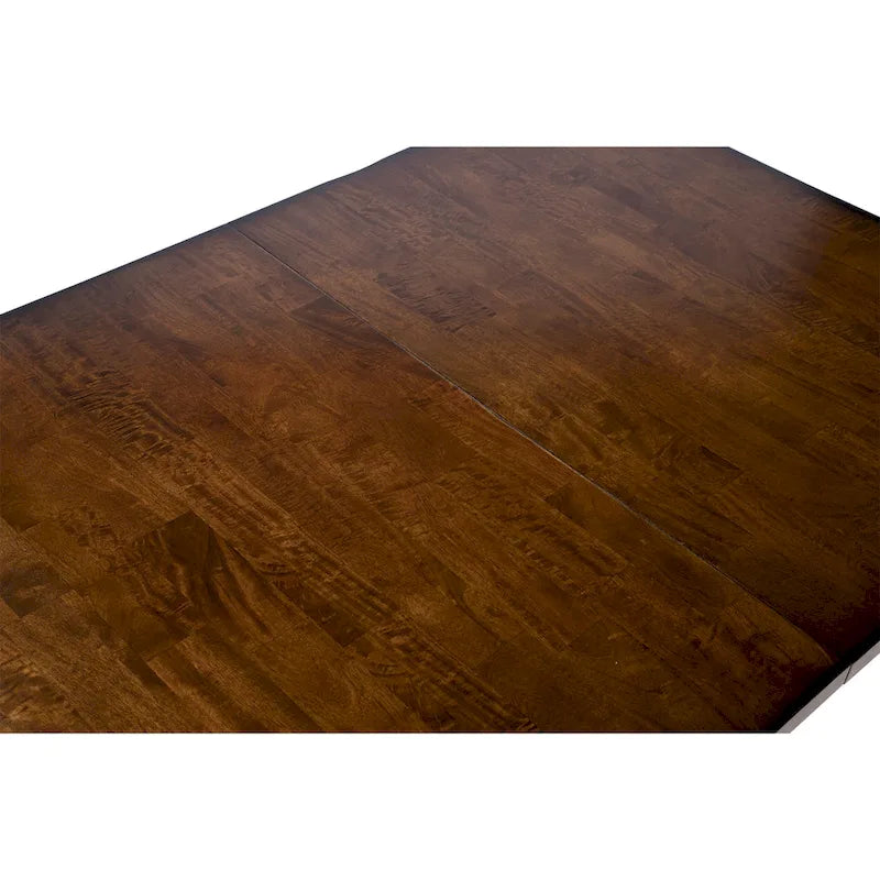 Table de salle à manger transitionnelle en bois d'acacia couleur cerisier foncé avec 8 chaises à dossier ajouré