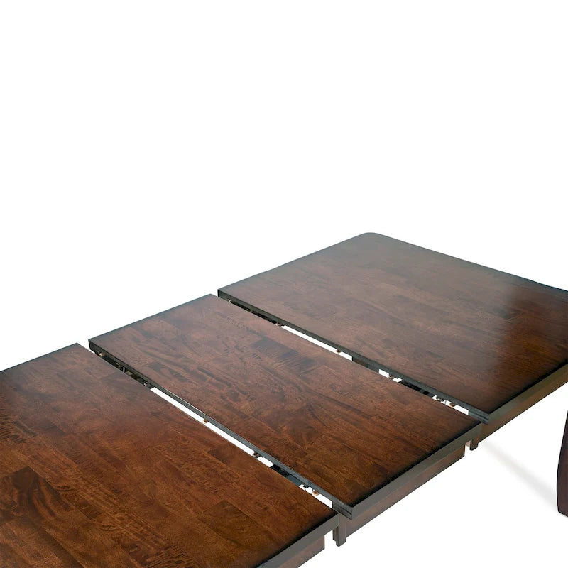 Table de salle à manger transitionnelle en bois d'acacia couleur cerisier foncé avec 8 chaises à dossier ajouré
