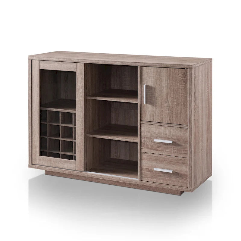 Buffet de salle à manger moderne en bois avec étagères et tiroirs de rangement — Meuble de cuisine