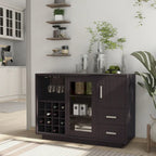 Buffet de salle à manger moderne en bois avec étagères et tiroirs de rangement — Meuble de cuisine