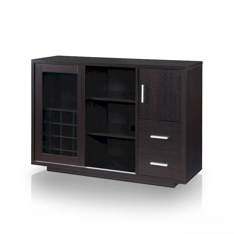 Buffet de salle à manger moderne en bois avec étagères et tiroirs de rangement — Meuble de cuisine