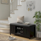 Banc à chaussures d'entrée avec rangements, ottoman et assise capitonnée, étagères réglables