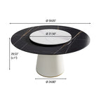 Table à manger ronde moderne de 150 cm pour 8 personnes — Plateau en pierre frittée noire avec plateau tournant
