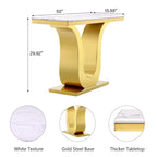 Console de luxe blanche de 50 po avec base en U en acier inoxydable — Table d'entrée et de canapé