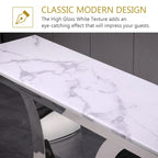 Console de luxe blanche de 50 po avec base en U en acier inoxydable — Table d'entrée et de canapé