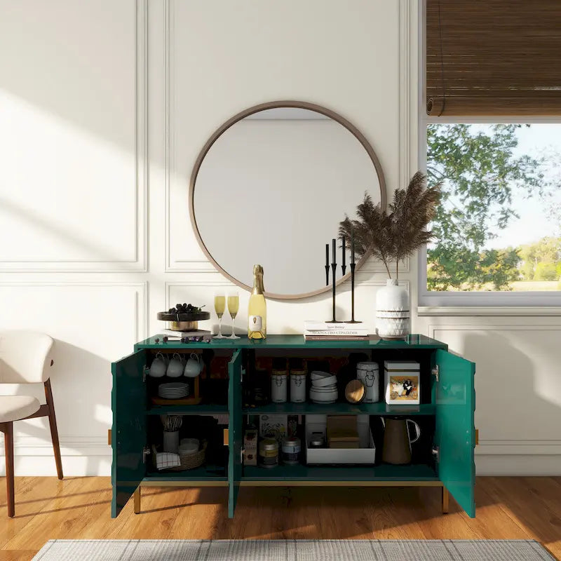 Buffet/Armoire d'appoint multimédia brillante à 3 portes — Salon moderne