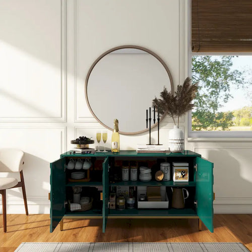 Buffet/Armoire d'appoint multimédia brillante à 3 portes — Salon moderne