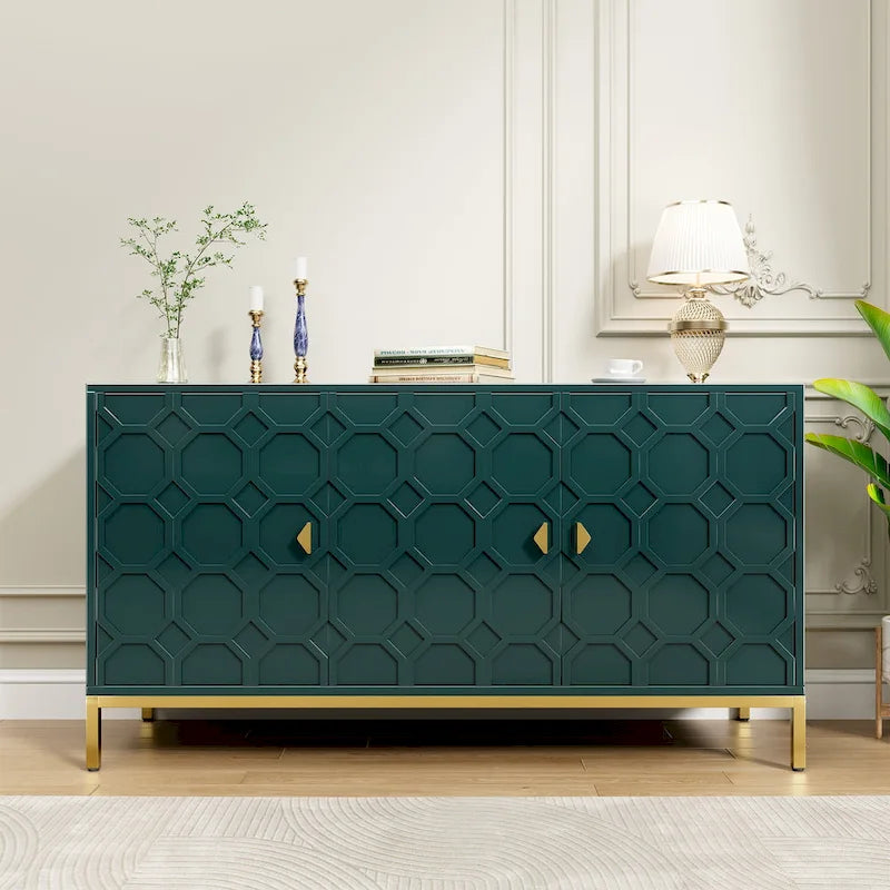 Buffet/Armoire d'appoint multimédia brillante à 3 portes — Salon moderne