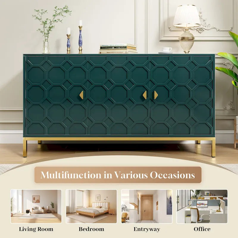 Buffet/Armoire d'appoint multimédia brillante à 3 portes — Salon moderne