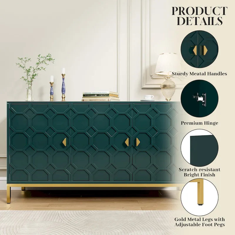 Buffet/Armoire d'appoint multimédia brillante à 3 portes — Salon moderne