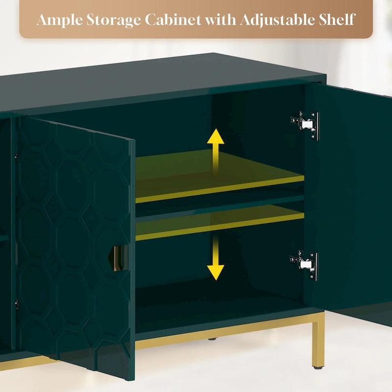 Buffet/Armoire d'appoint multimédia brillante à 3 portes — Salon moderne