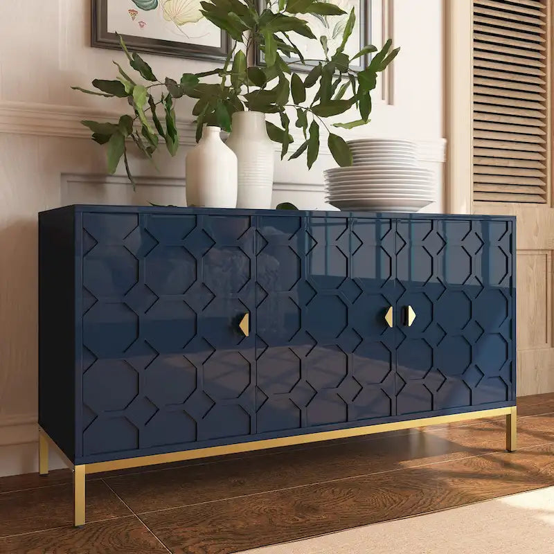 Buffet/Armoire d'appoint multimédia brillante à 3 portes — Salon moderne