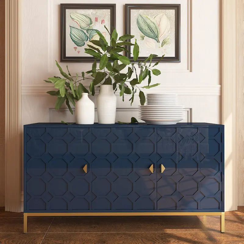 Buffet/Armoire d'appoint multimédia brillante à 3 portes — Salon moderne