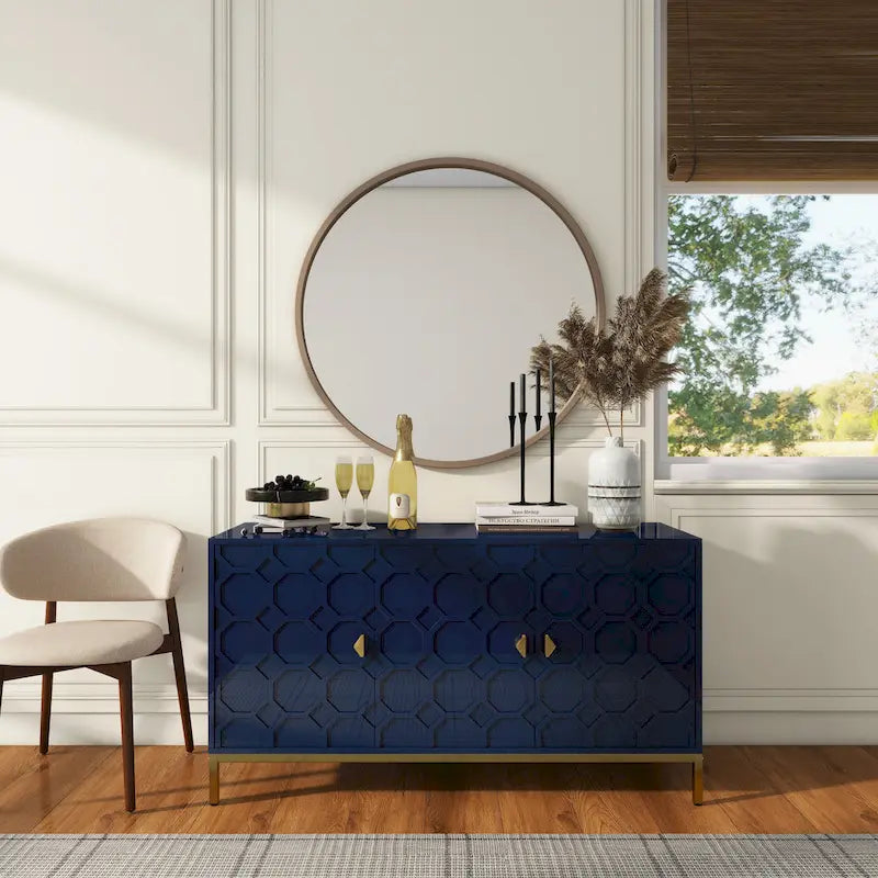 Buffet/Armoire d'appoint multimédia brillante à 3 portes — Salon moderne