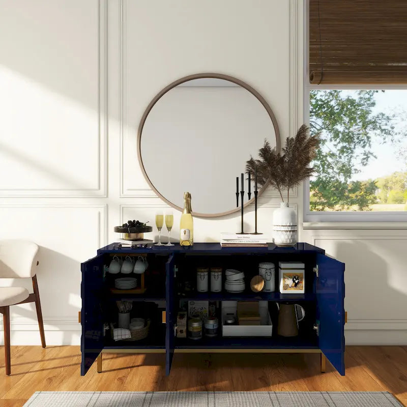 Buffet/Armoire d'appoint multimédia brillante à 3 portes — Salon moderne