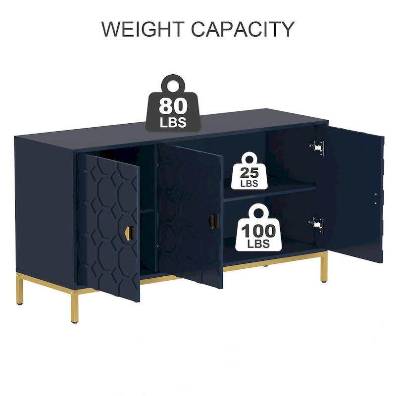 Buffet/Armoire d'appoint multimédia brillante à 3 portes — Salon moderne
