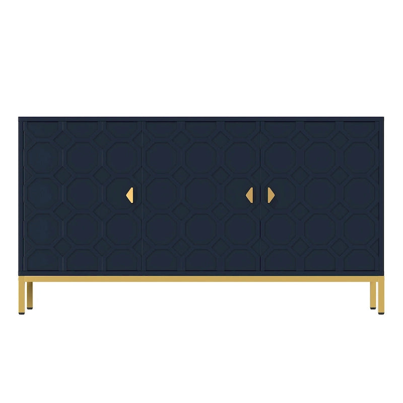 Buffet/Armoire d'appoint multimédia brillante à 3 portes — Salon moderne