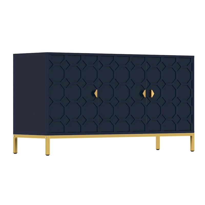 Buffet/Armoire d'appoint multimédia brillante à 3 portes — Salon moderne