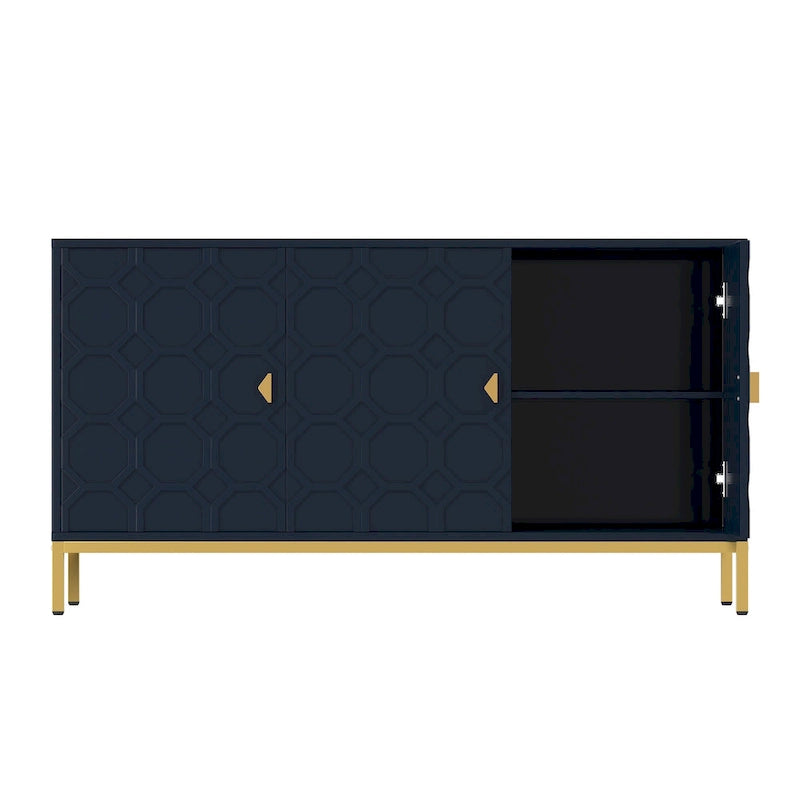 Buffet/Armoire d'appoint multimédia brillante à 3 portes — Salon moderne