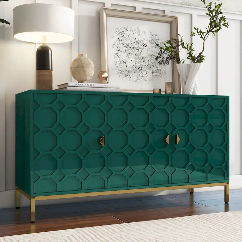 Buffet/Armoire d'appoint multimédia brillante à 3 portes — Salon moderne