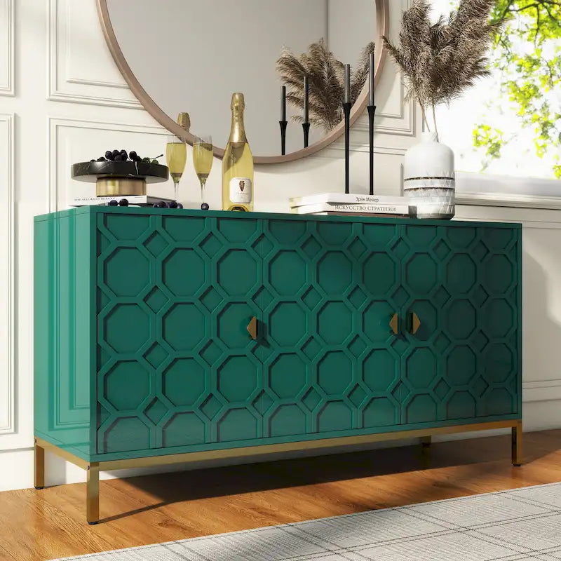 Buffet/Armoire d'appoint multimédia brillante à 3 portes — Salon moderne