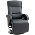 Fauteuil inclinable en cuir PU avec repose-pieds, dossier réglable à 135° et base pivotante en bois