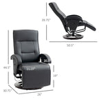 Fauteuil inclinable en cuir PU avec repose-pieds, dossier réglable à 135° et base pivotante en bois
