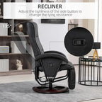 Fauteuil inclinable en cuir PU avec repose-pieds, dossier réglable à 135° et base pivotante en bois